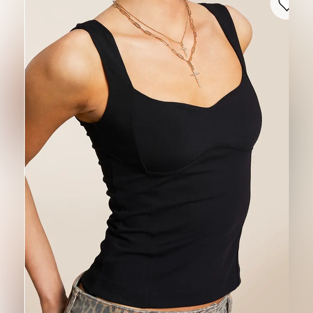 FREE PEOPLE Somewhere Sometime Black Tank Top--NEW--S